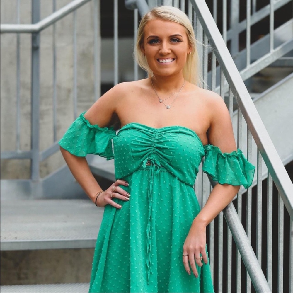 Green dress with dot details